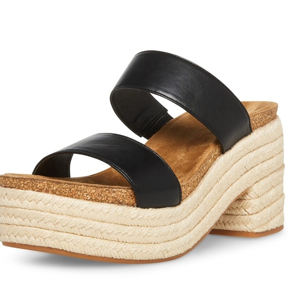Steve Madden Black and Tan Espadrille Wedges - Picture 1 of 4